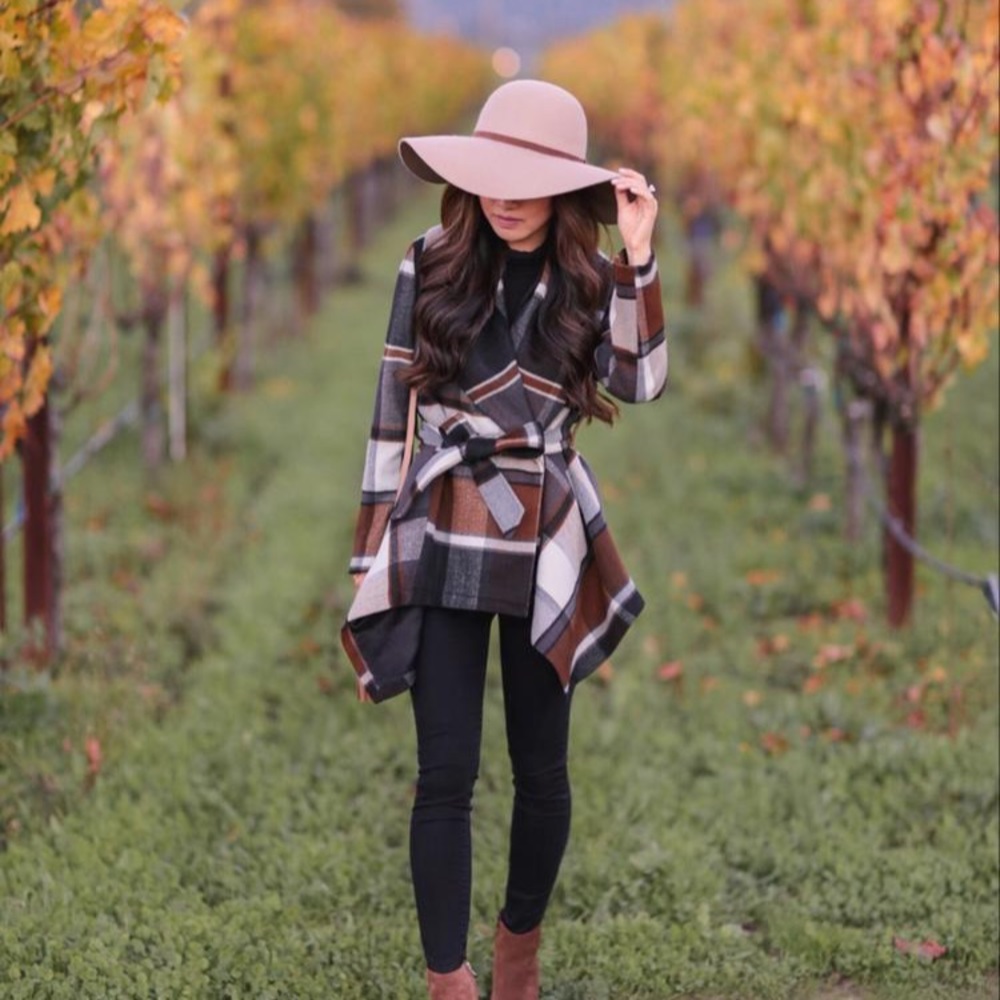 Plaid Wrap Coat